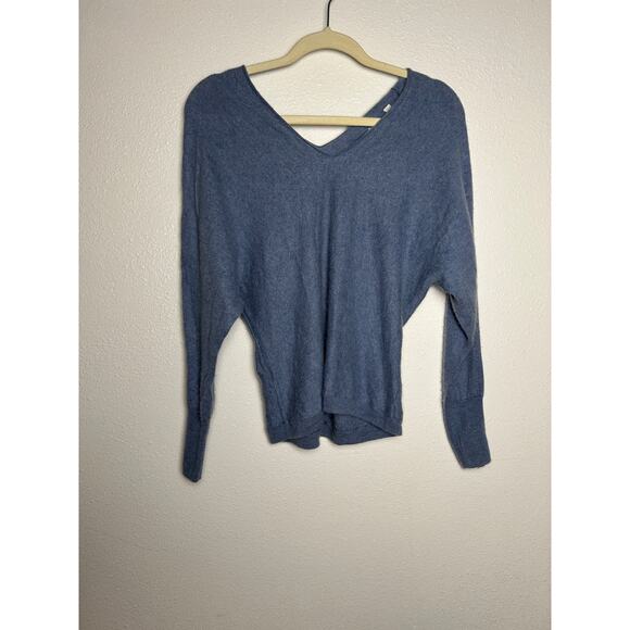 VINCE | Cashmere Linen Double V-Neck Pullover in Heather Sky Graphite Sz Small - Picture 1 of 5